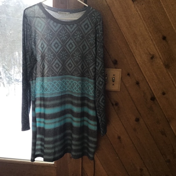 Misslook size 3XL Turquoise and Grey Dress - Picture 3 of 4